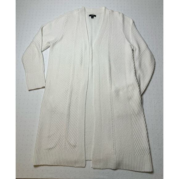 Simply Vera Vera Wang Long Cardigan Sweater White Textured Knit Women’s XL - Picture 1 of 6